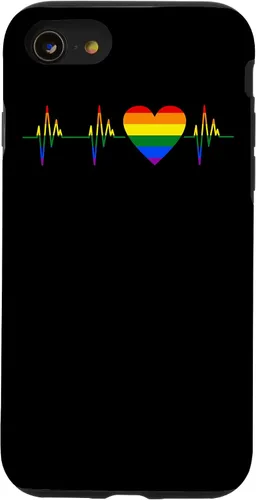 Vista 13 de iPhone 15 Pride Heartbeat Fun LGBTQ Gay Lesbian Orgulloso Soporte Gráfico Funda