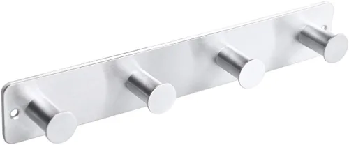 Vista 8 de Perchero pequeño montado en la pared, ganchos negros adhesivos y atornillados, ganchos de pared de acero inoxidable para colgar sombreros, toallas