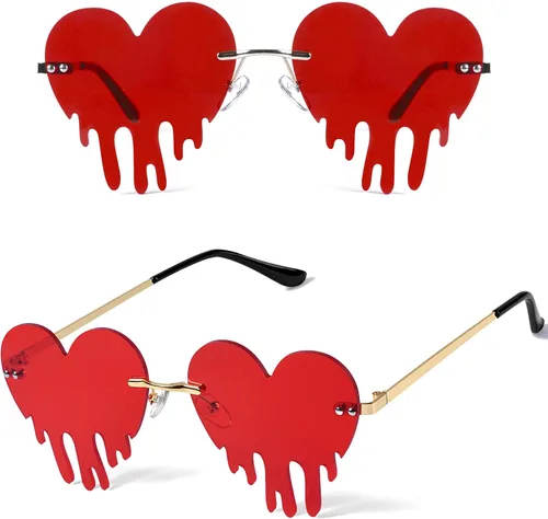 Vista 3 de Gafas de sol con forma de corazón, gafas de sol con forma de corazón, gafas de sol de goteo para mujeres y hombres