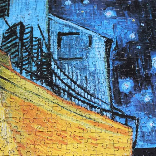 Vista 6 de Moruska Rompecabezas de 1000 piezas para adultos de Vincent Van Gogh con terraza de café en la noche Colección del museo Jigsaw Puzzle, obra