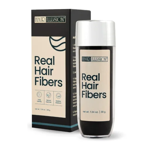 Vista 14 de Aerosol de fibras de cabello naturales, no sintético, de Hair Illusion, Negro