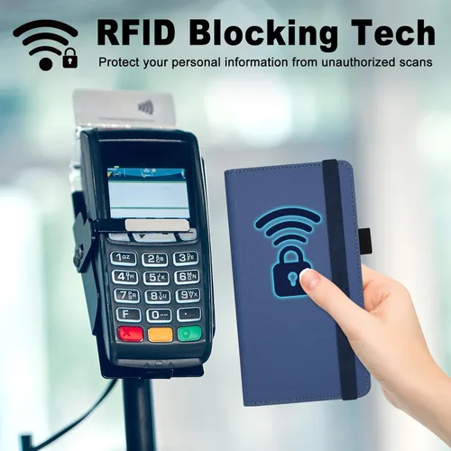 Vista 3 de RSAquar Funda para chequera personal, soporte para chequera con bloqueo RFID y divisor de plástico transparente integrado para cheques duplicados