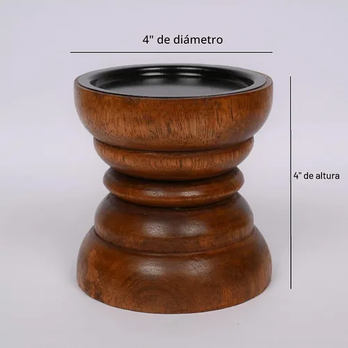 Vista 5 de EDHAS Portavelas de madera de mango natural que se verá increíble en tu hogar, cocina, comedor o dormitorio (4 x 4 x 4 pulgadas)