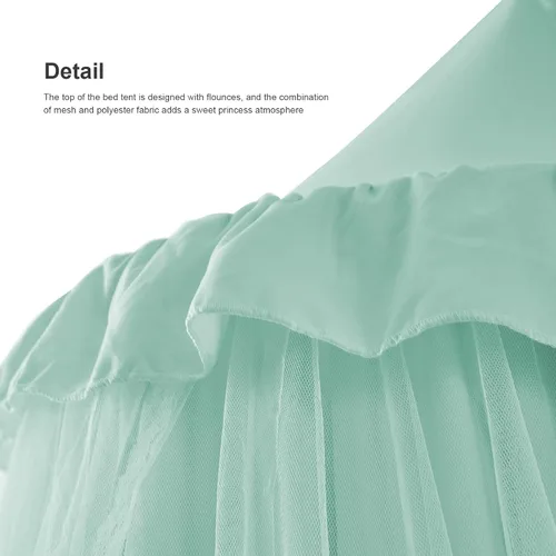 Vista 5 de Toldo de cama para niñas, mosquitera de doble capa para niñas, decoración de habitación, rincón de lectura (verde)