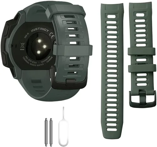 Vista 15 de Threeeggs Correa de repuesto compatible con Garmin Instinct Bands, correa de silicona suave compatible con Garmin Instinct 2, solar, táctica, Rojo