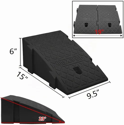 Vista 6 de YYDS - Rampa de bordillo, 6" 7" de altura de elevación 2 paquetes, rampas de plástico resistentes, rampas de bordillo entrelazadas para calzada