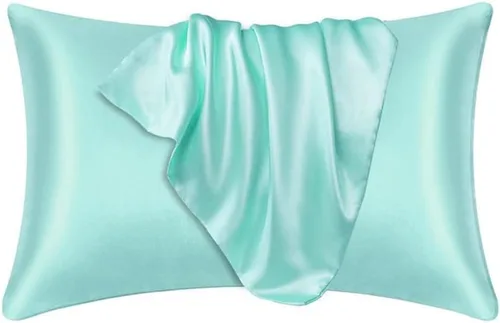 Vista 36 de Juego de 2 fundas de almohada de seda satinada de lujo para cabello y piel, fundas de almohada de satén con cierre de cremallera (estándar
