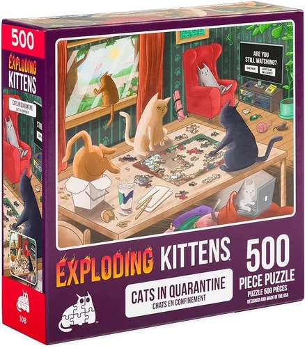Vista 6 de Exploding Kittens - Rompecabezas de 500 piezas, ideal para adultos, adolescentes y niños, un rompecabezas divertido y artístico con temática