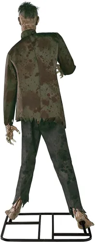Vista 5 de Spirit Halloween 6 pies 1 en Jeremy Jaws Animatronic, decoración de zombis