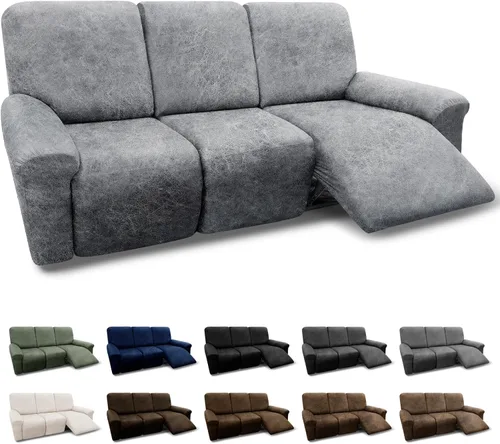 Vista 68 de Fundas para Sillón de 2 Piezas con Cojín en T, Fundas de Aspecto de Cuero para Sofá, Fundas para Sillas, Protector de Muebles Elástico, Funda