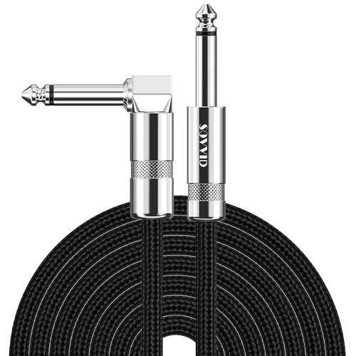 Vista 22 de Cable de Guitarra de 6 Pies Cable de Instrumento para Guitarra Eléctrica y Bajo, Teclado - Cable AMP de Ángulo Recto de 1/4 Pulgada, Negro