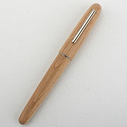 Vista 8 de Jinhao 9036 Natural Wood Vintage Fountain Pen Ink Pen (Fine Nib 0.5mm, Oak wood)