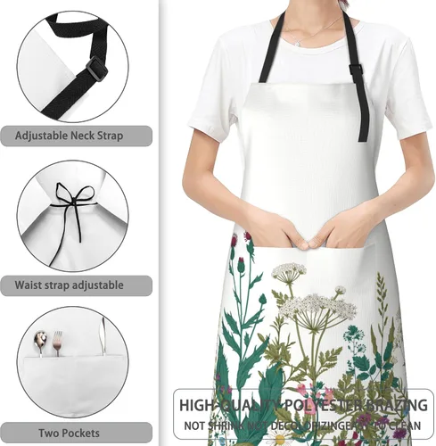 Vista 3 de Delantal, delantal con cuello ajustable para mujer, adecuado para el hogar, cocina, delantal de cocina