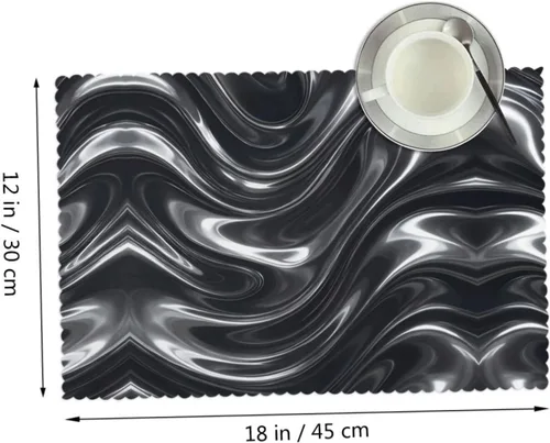 Vista 2 de Rectangular Placemats Set of 4, Heat Resistant Liquid Metal Printed Kitchen Dining Table Mats