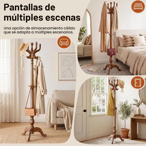 Vista 6 de Perchero de madera de pie, 73.6 pulgadas con gancho