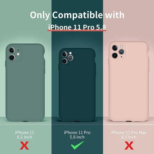 Vista 3 de Cordking Funda de silicona diseñada para iPhone 11 Pro, ultra delgada, a prueba de golpes, con forro de microfibra suave antiarañazos, protección
