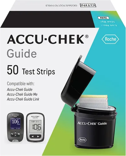 Vista 11 de Accu-Chek Guide Tiras de prueba de glucosa para prueba de azúcar en sangre en diabéticos (paquete de 25)