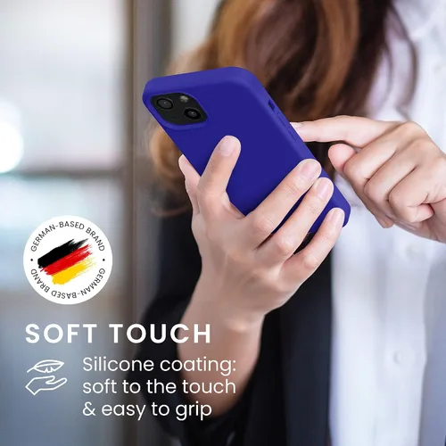 Vista 4 de kwmobile Funda compatible con Apple iPhone 13, funda de silicona TPU con acabado suave, color azul báltico
