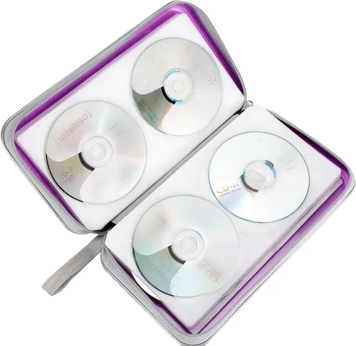 Vista 5 de Siveit - Funda para CD/DVD, estuche rígido de plástico duro con capacidad para 80 discos, organizador de almacenamiento para coche, hogar, oficina