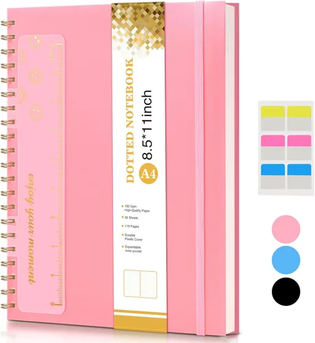 Vista 17 de Cuaderno de espiral de 8.5 x 11 pulgadas, cuadernos grandes A4 para mujeres y hombres, diario rayado universitario, papel de 3.53 oz/m², diarios