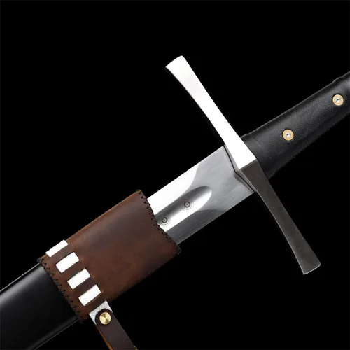 Vista 8 de Fidestisan Espada medieval hecha a mano de 46 pulgadas, hecha a mano, estilo moderno, caballero largo, espiga completa 5160, tratamiento térmico