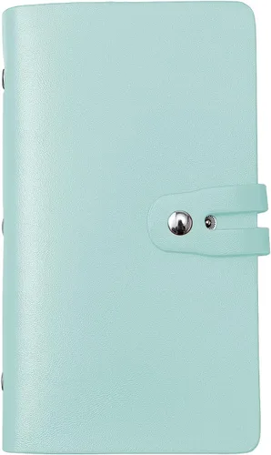 Vista 14 de Soporte para tarjetas de crédito RFID, organizador de tarjetas de visita de cuero con 96 ranuras para tarjetas, protector de tarjetas de crédito