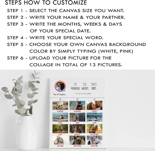 Vista 2 de Lienzo enmarcado de collage de 13 imágenes personalizado con tus fotos, lienzo de collage personalizado de múltiples fotos, regalo ideal para bodas