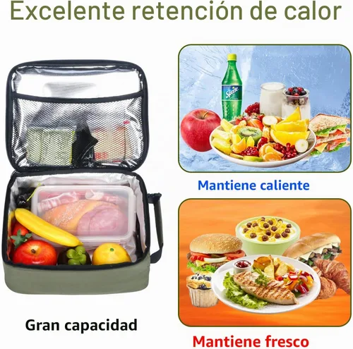 Vista 7 de Hap Tim Lonchera térmica para mujer, lonchera reutilizable para mujeres y hombres, lonchera para adultos para el trabajo, lonchera portátil, verde