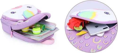 Vista 7 de Mochila impermeable para niños de 2 a 5 años, para el jardín de niños, mochila 3D de lindos dibujos animados, de neopreno, mochila de animales