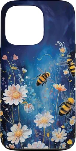 Vista 10 de Bees and Wildflowers on Dark Blue Case for iPhone 17