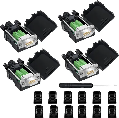 Vista 19 de 10 conectores DB9 macho Breakout, conectores RS232 de 9 pines, placa de módulo adaptador serie D-SUB RS485 sin soldadura con terminales de tornillo