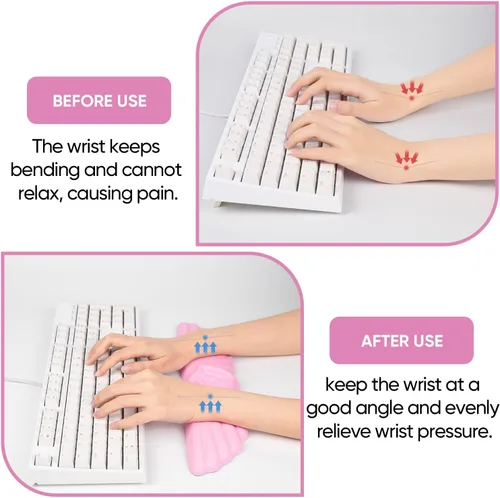 Vista 3 de Sushret Angel Wing Cloud Reposamuñecas para Teclado, Soporte de Muñeca para Teclado de Espuma Viscoelástica de Cuero Suave para Alivio del Dolor