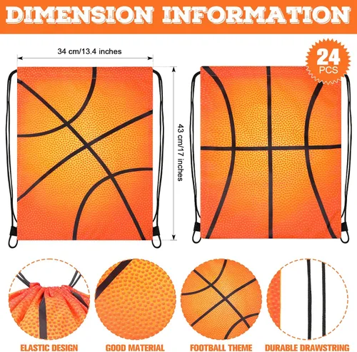 Vista 9 de Eccliy 24 bolsas de baloncesto con cordón para deportes, gimnasio, con cordón para baloncesto, regalos para adultos