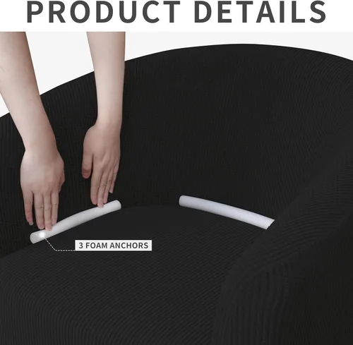 Vista 3 de Easy-Going Funda elástica para sillón de club de 1 pieza, funda para sofá de bañera de barril, protector de muebles, funda de sofá jacquard