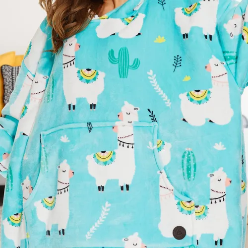 Vista 6 de THREE POODLE - Manta con capucha portátil para mujeres, sudadera con capucha de sherpa de gran tamaño para adultos hombres, mantas con capucha
