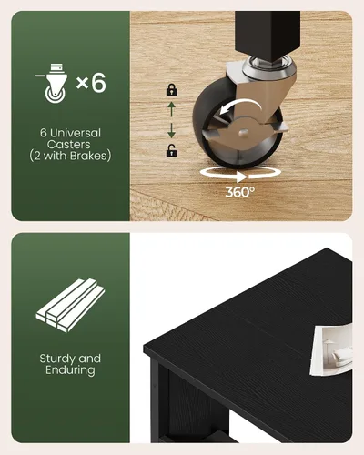 Vista 4 de CHOEZON Escritorio plegable moderno para computadora de 31.5 pulgadas con tomas de corriente, ruedas, almacenamiento, perfecto para espacios Negro