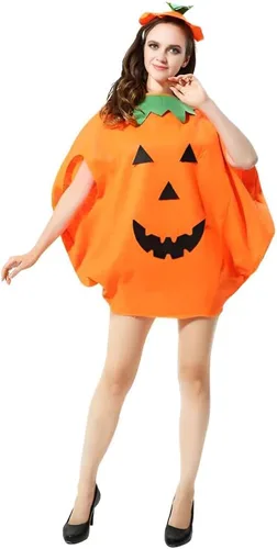 Vista 3 de Disfraces de Halloween, 7 piezas, disfraz de calabaza para niños y adultos, disfraz de calabaza para adultos y niños, ropa de fiesta de cosplay