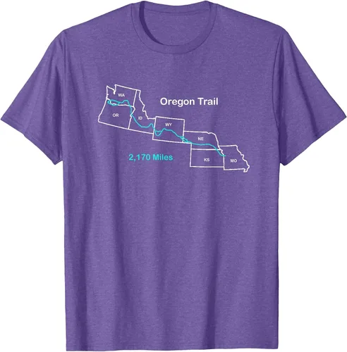 Vista 78 de Route Map of The Oregon National Historic Trail T-Shirt Asphalt Grey