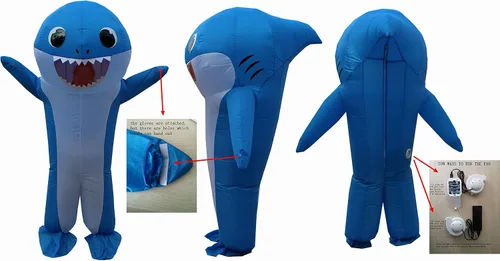 Vista 2 de SMTLGMHYM Disfraz inflable de tiburón para fiesta de Halloween cosplay fantasía disfraces festivales disfraces para adultos