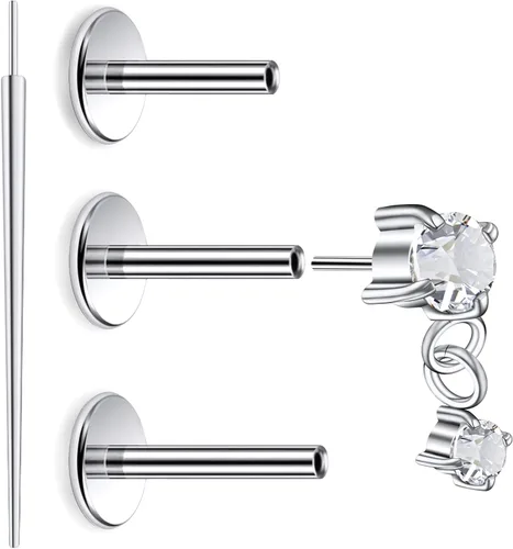 Vista 10 de 20G 18G 16G Astm F136 Titanio Sin Rosca Parte Trasera Plana Aretes Tragus Hélice Concha Joyería de Piercing Nariz Labio Anillos Hélice Frontal