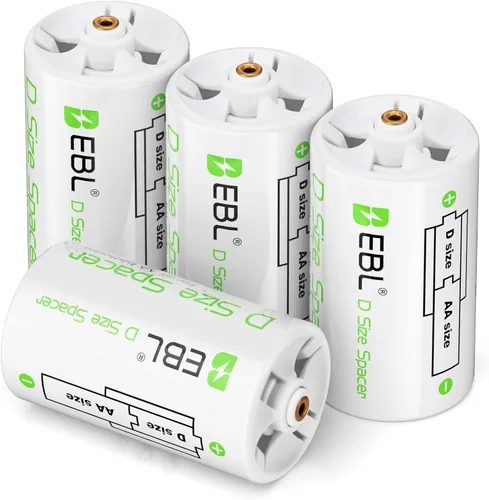 Vista 7 de EBL Adaptadores de batería de tamaño C, tamaño AA a C, espaciador de batería con celdas AA recargables, paquete de 4