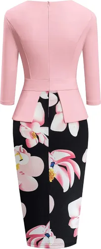 Vista 3 de HOMEYEE B288 - Vestido formal y elegante moderno al cuerpo para mujer