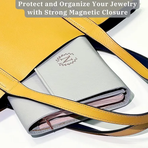 Vista 6 de Joyero de viaje personalizado con inicial, regalos personalizados con monograma para mujeres, regalos de propuesta de dama de honor, organizador