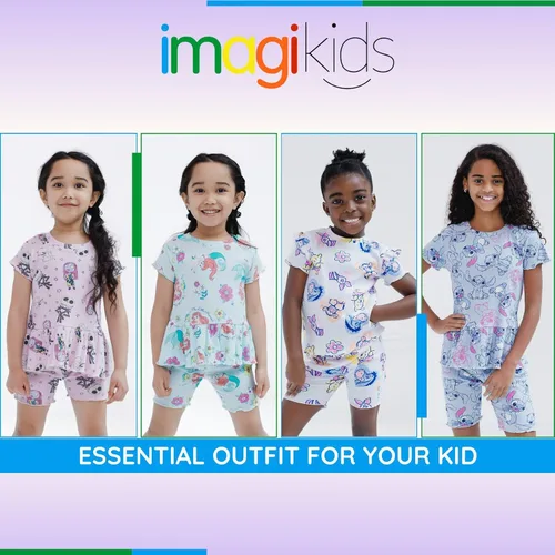 Vista 3 de Disney Conjunto de camiseta acanalada y pantalones cortos de ciclismo para recién nacidos a niños grandes (0-3 meses - 14-16)