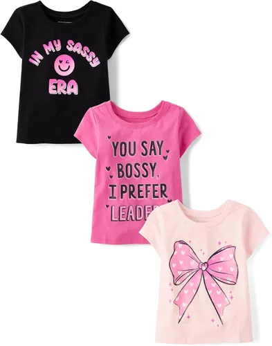 Vista 21 de The Children's Place Camisetas estampadas de manga corta para bebés y niñas pequeñas, con diseño de unicornios y mariposas, a la moda, paquete de 3