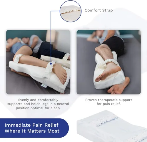 Vista 4 de Back Support Systems Knee-T - Almohada de espuma viscoelástica patentada, la mejor almohada para dormir de lado para aliviar el dolor de espalda