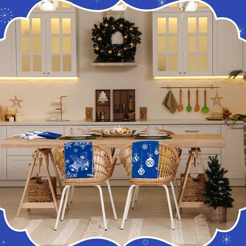 Vista 7 de Tatuo 6 piezas de toallas de cocina de Navidad copo de nieve árbol de Navidad alegre campana toallas de cocina toallas de mano absorbentes de cocina