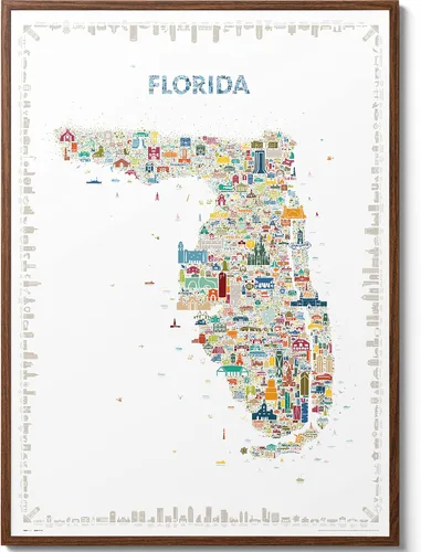 Vista 11 de Alfalfa NY - Arte de pared icónico de Florida, 18 x 24 pulgadas, sin marco, impresión artística retro brillante y colorida del estado del sol