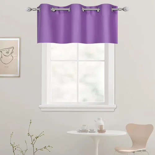 Vista 78 de DECOVSUN Cenefa de cortina opaca amarilla brillante para ventanas de cocina, cenefa opaca con ojales para dormitorio, cenefa corta y recta para sala