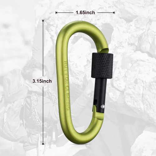 Vista 2 de Carago Clips de mosquetón con puerta de tornillo, paquete de 10 mosquetones de senderismo con varilla de aluminio de 0.295 in de diámetro